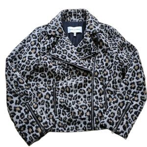 CUPCAKES & CASHMERE leopard biker moto jacket S punk rock edgy bubble grunge